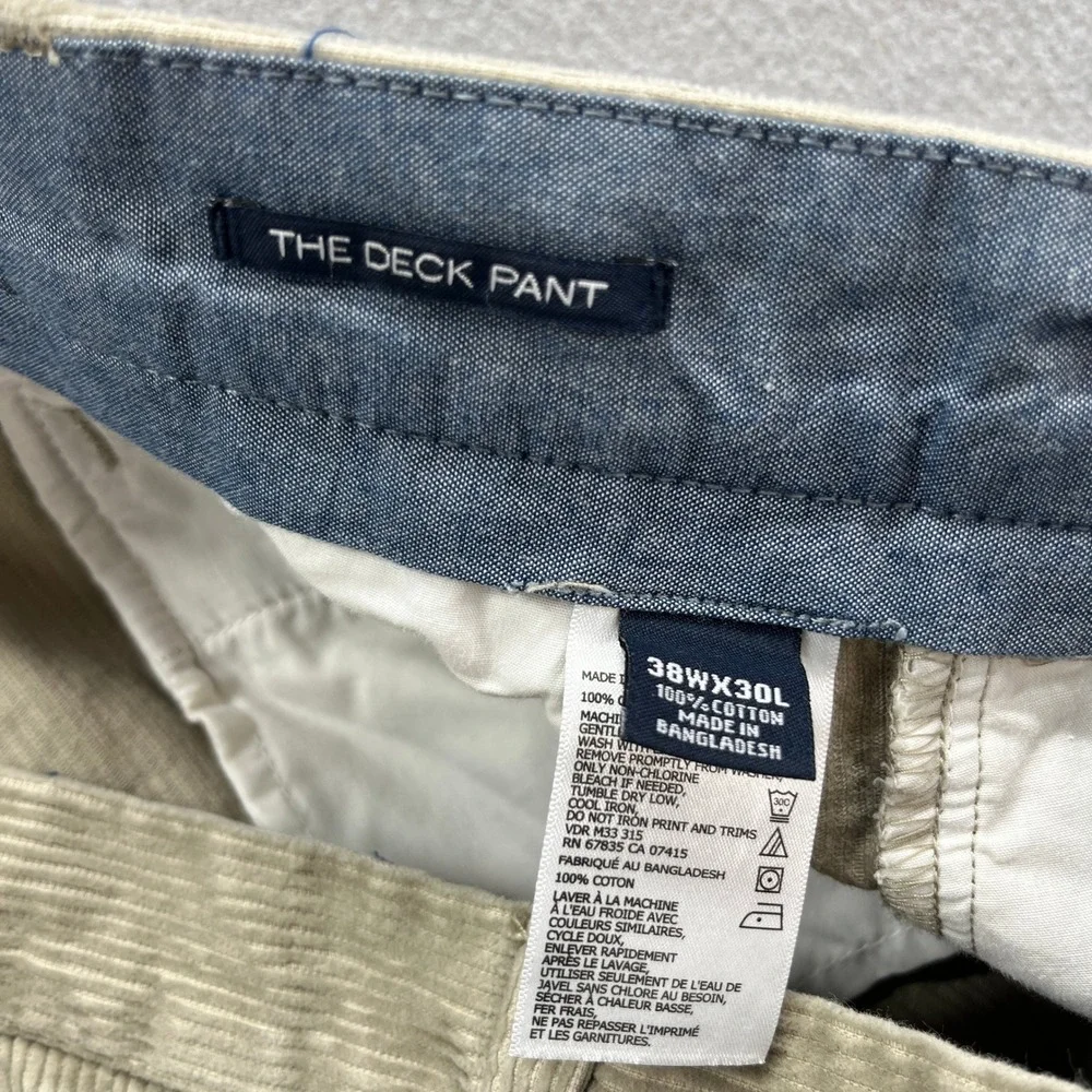 Nautica The Deck Pant Mens 38x30* Tan Corduroy Flat Front Straight Cord Trousers